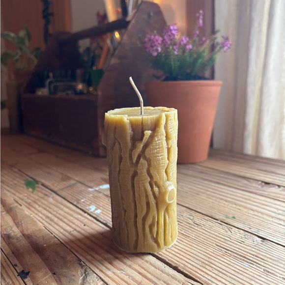 Homemade All-Natural Toxic Free 100% Beeswax Mushroom "Log" Candle - Picture 2 of 6